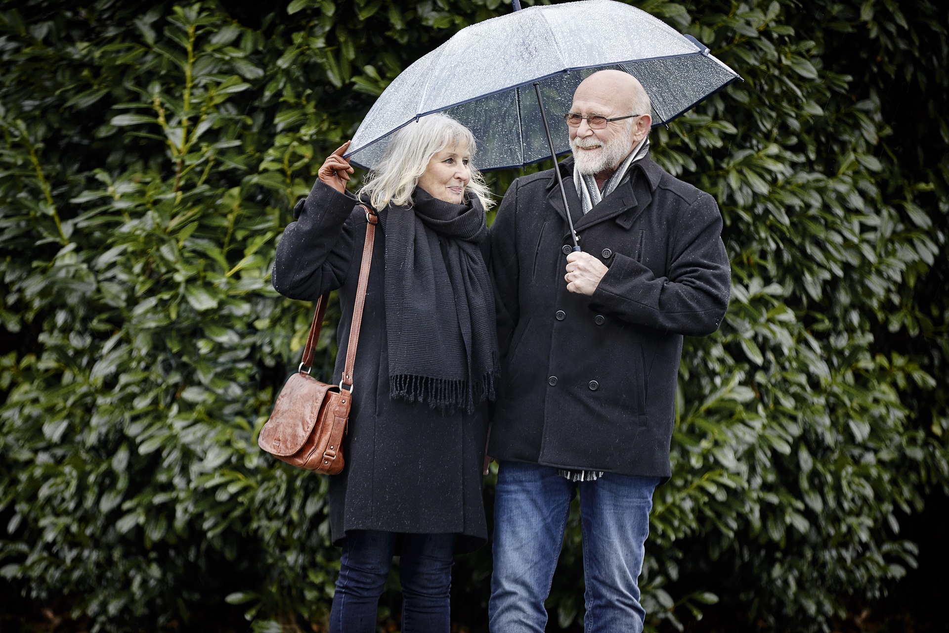 couple under the rain, man with HME